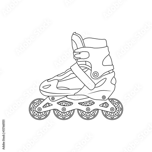 Roller Skates Outline Icon Illustration on White Background