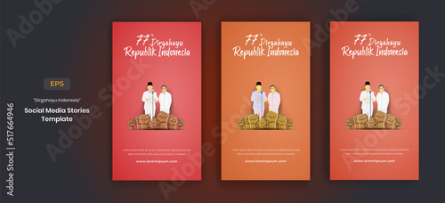 17 august Indonesia independence day with proclamation figure illustration social media stories template