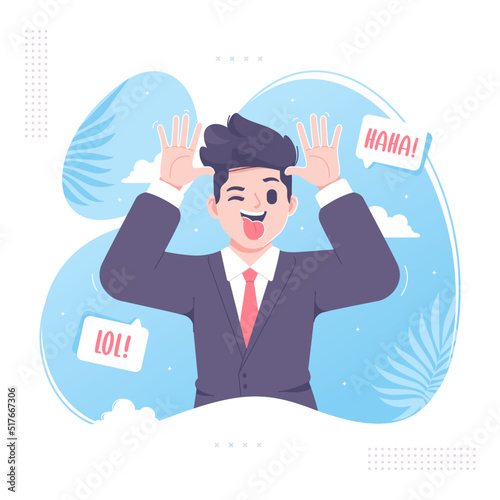 laugh out loud taunt gesture illustration