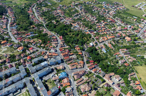 landscape of Reghin city - Romania seen from above photo