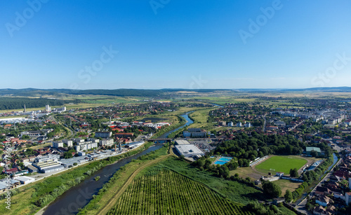 Landscape of Reghin city seen from above