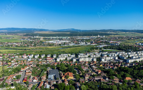 Fototapeta Naklejka Na Ścianę i Meble -  Aerial landscape of the Reghin city - Romania