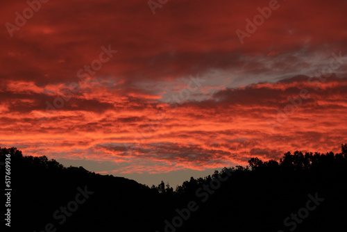 landscape with red sky in the morning