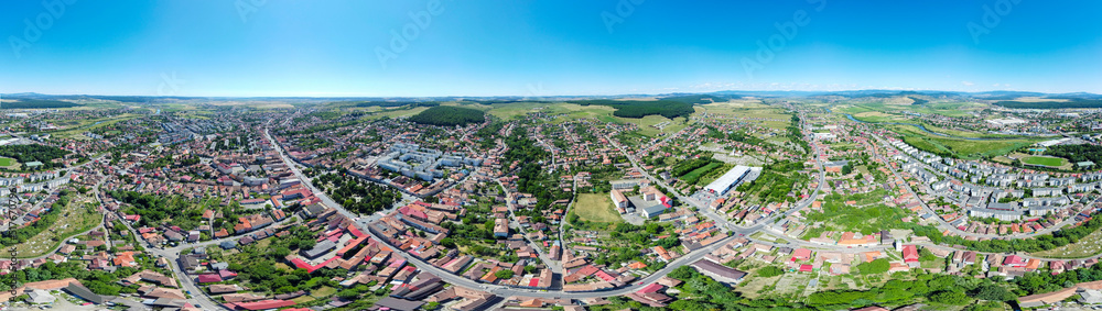 landscape of Reghin city - Romania seen from above