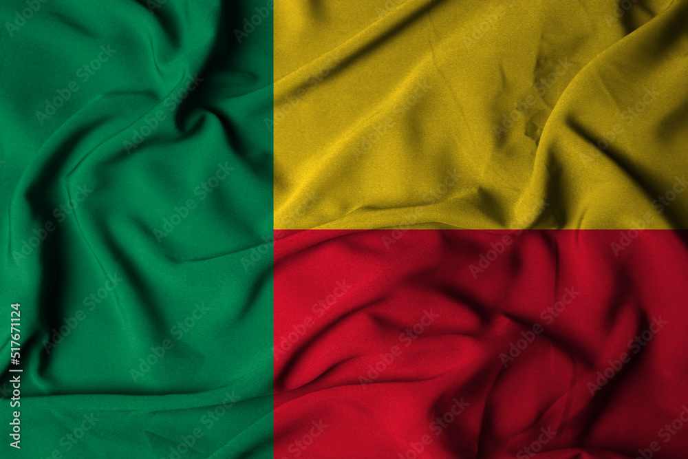 Fototapeta premium selective focus benin flag, with waving fabric texture. 3D illustration