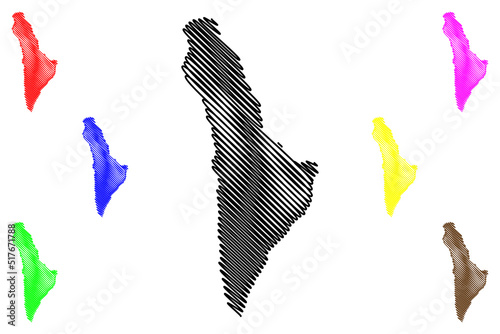 Nord-Fugloya island (Kingdom of Norway) map vector illustration, scribble sketch Nord Fugloya map
