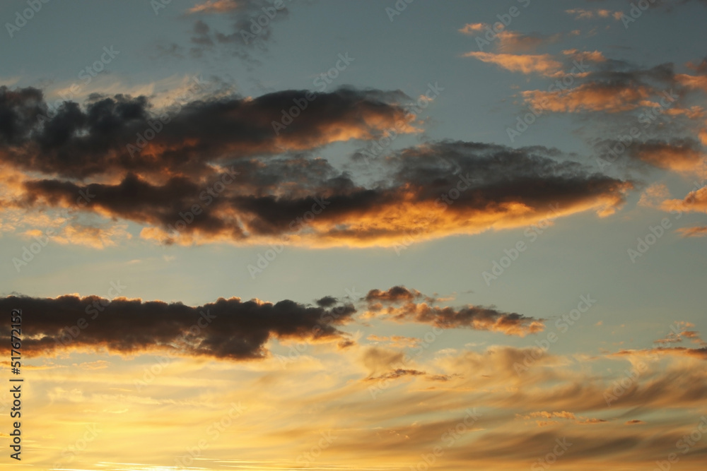 Fototapeta premium Sunset sky with dark clouds. Photo was taken 16 July 2022 year, MSK time in Russia.