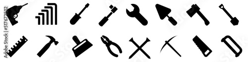 Equipment maintenance Icon vector set. construction and repair illustration pack. tool symbol or logo.