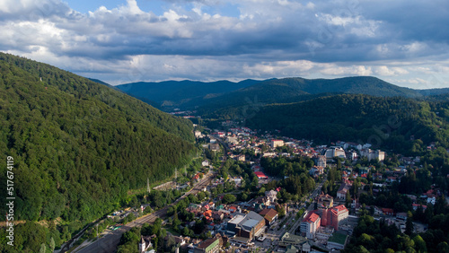 Aerial view of beautiful town Sinaia. Romania