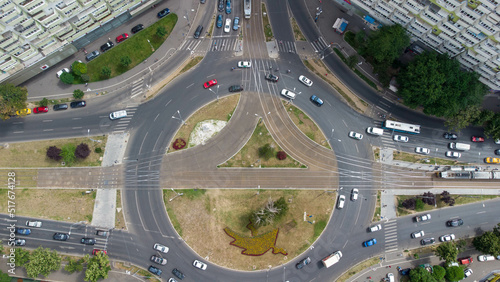 Traffic. Roundabout in Bucharest, Romania