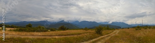 Transfegerash panoramic view of the mountains in the clouds