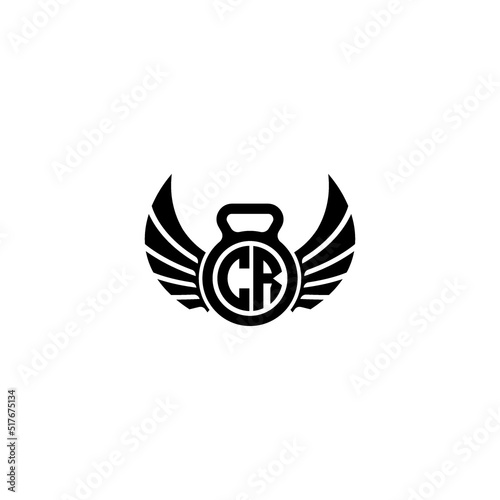 CR fitness GYM and wing initial concept with high quality logo design
