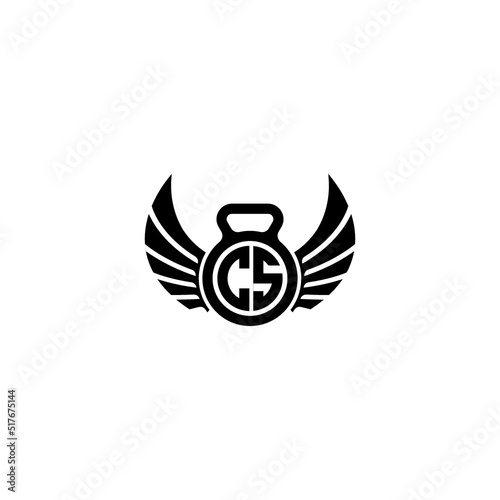 CS fitness GYM and wing initial concept with high quality logo design