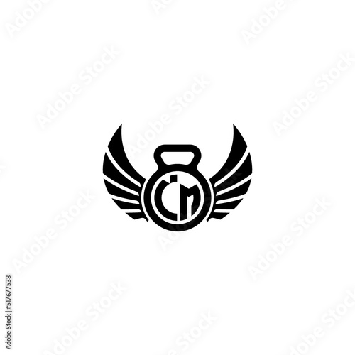 IM fitness GYM and wing initial concept with high quality logo design