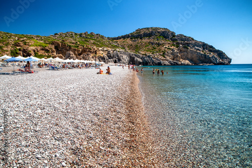 Fototapeta Naklejka Na Ścianę i Meble -  Traganou pebble beach at Rhodes island, Greece
