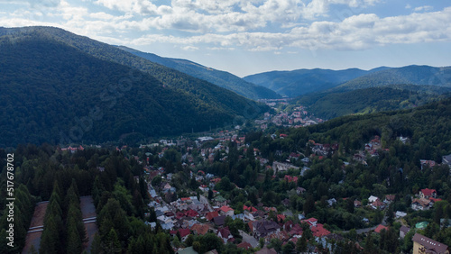 Aerial view of beautiful town Sinaia. Romania