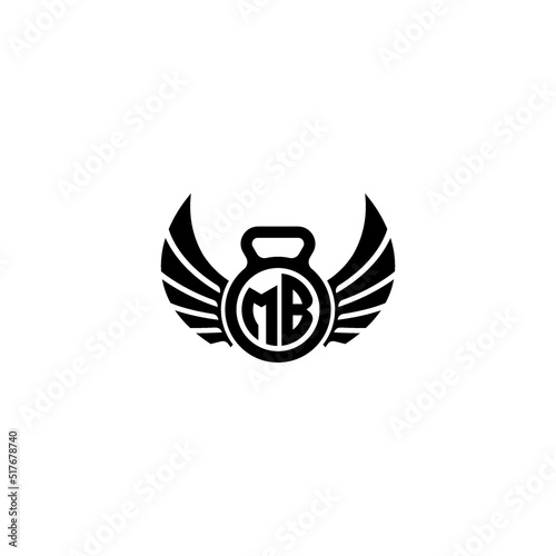 MB fitness GYM and wing initial concept with high quality logo design