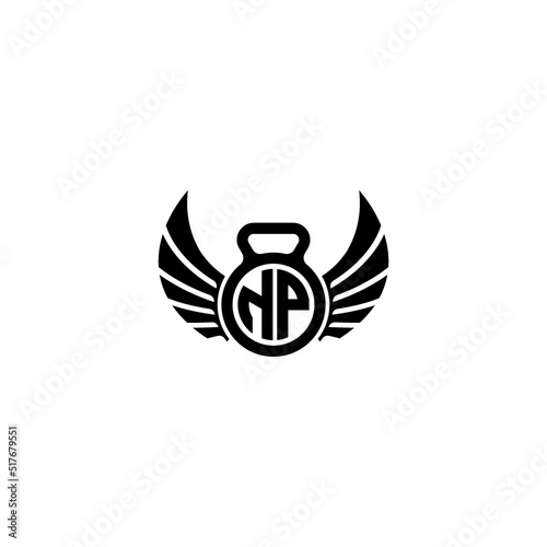 NP fitness GYM and wing initial concept with high quality logo design