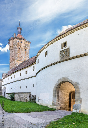 Rothenburg ob der Tauber, Germany. Blade tower and bastion with gate
