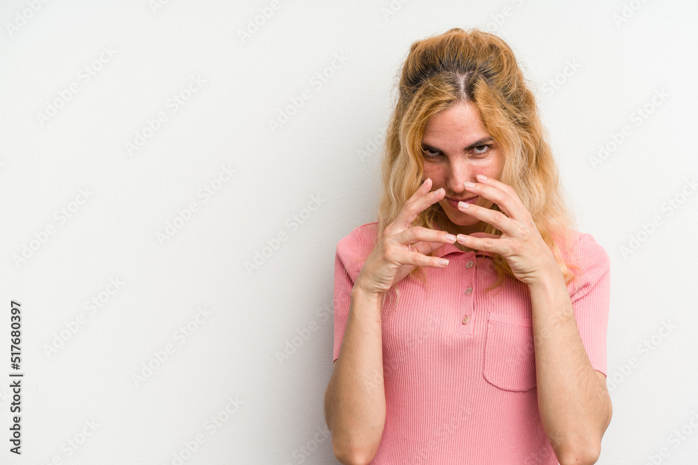 Young caucasian woman isolated on white background making up plan in mind, setting up an idea. Young caucasian woman isolated on white background making up plan in mind, setting up an idea.