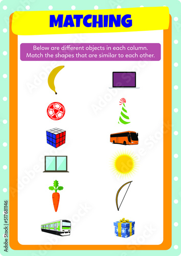 Matching exercice for kindergarten kids