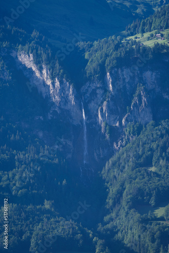 View of Lake Brienz in the Bernese Oberland in Switzerland, from Giessbach Falls.
