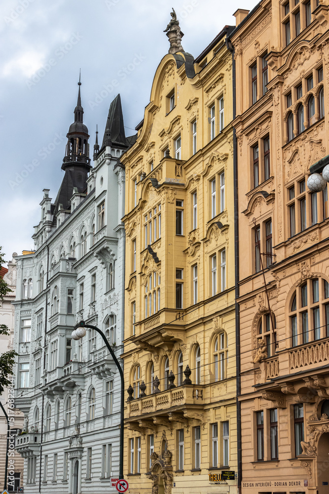 building facades and details in the old town of Prague