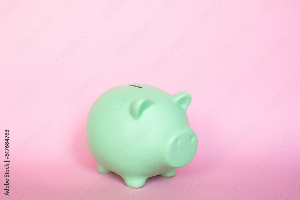 Piggy bank highlighted on pink background