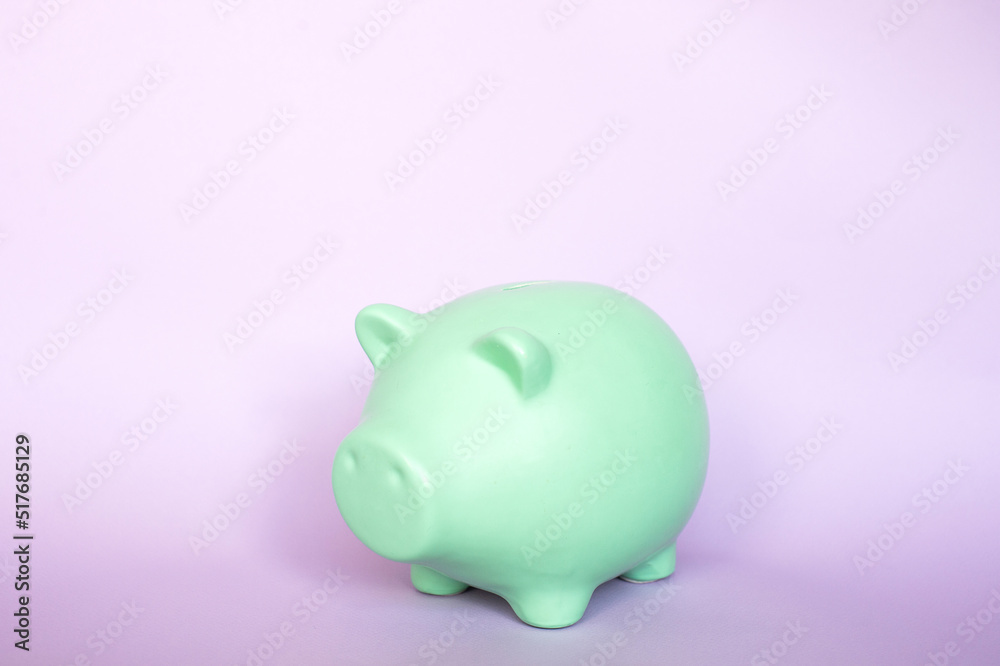 Piggy bank highlighted on a purple background