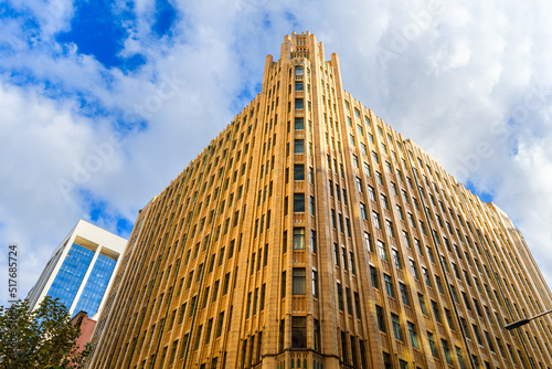 Photography The 1920s Grace Building looking up from the ground on a day in Sydney city, NSW, Australia