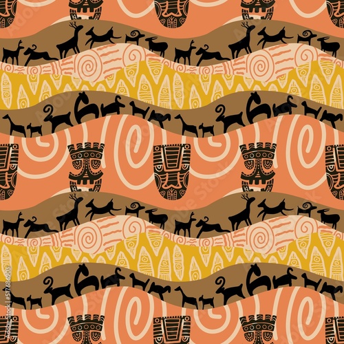 Doodle abstract ethnic pattern. tribal seamless pattern .illustration.