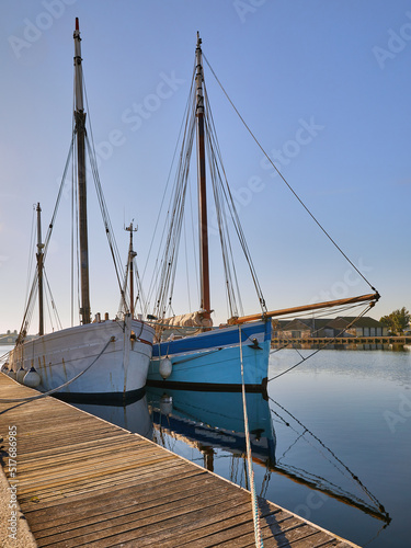 Moored sailing boat