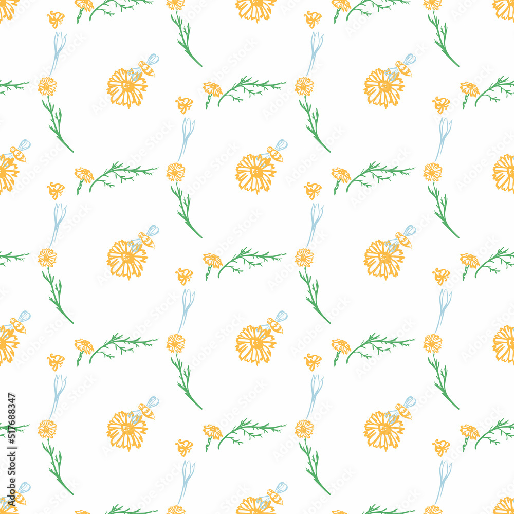 Trendy Seamless Floral Pattern in Vector