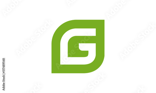 Letter G logo template,  trendy g with leaves