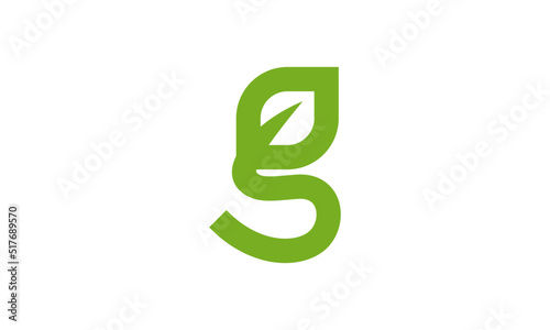 Letter G logo template,  trendy g with leaves