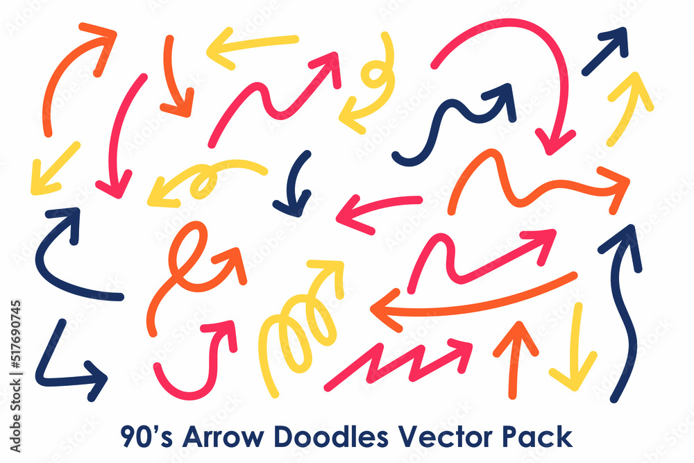 Arrow Doodle Vector set 90s Style