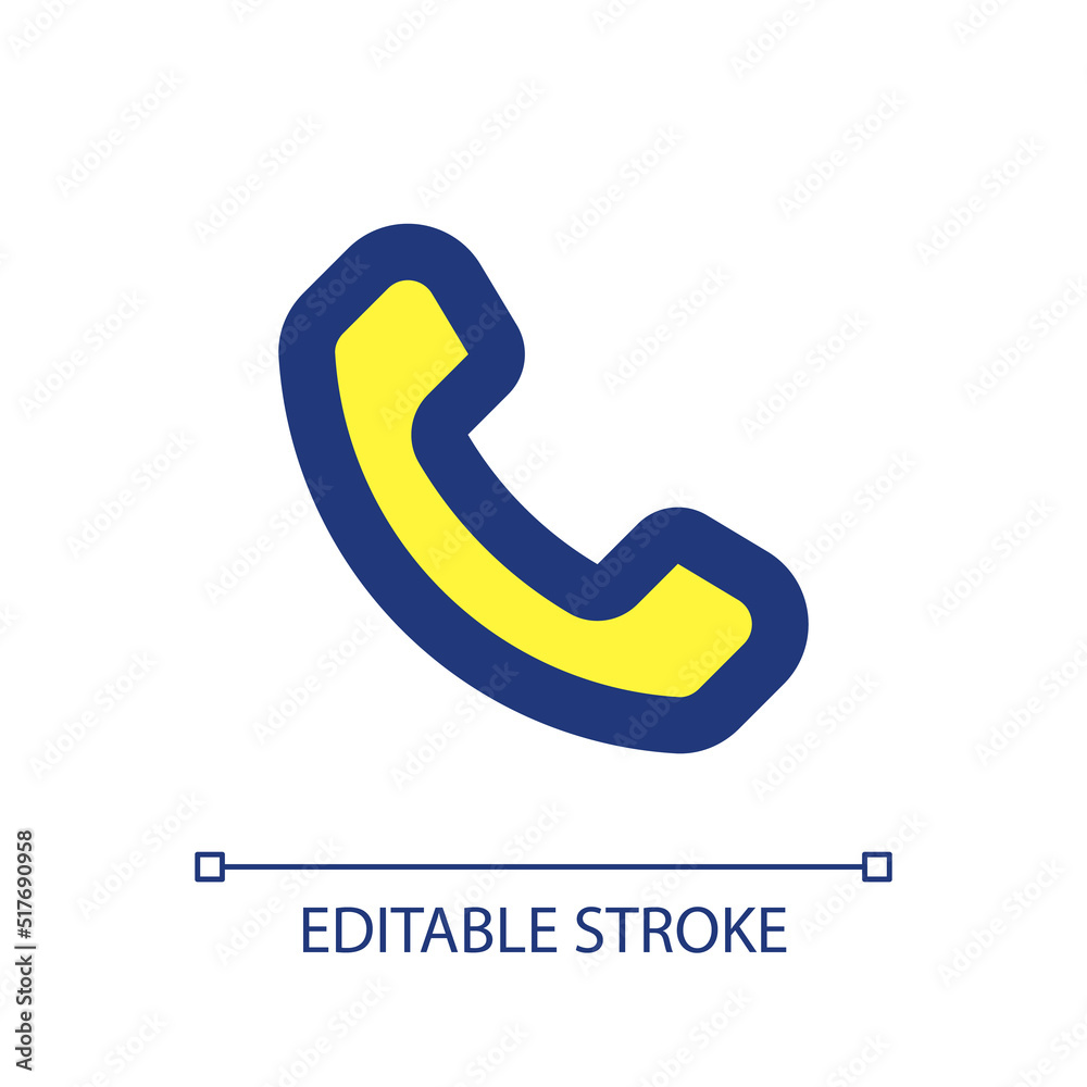 Telephone pixel perfect RGB color ui icon. Contact management. Phone call. Simple filled line element. GUI, UX design for mobile app. Vector isolated pictogram. Editable stroke. Arial font used Telephone pixel perfect RGB color ui icon. Contact management. Phone call. Simple filled line element. GUI, UX design for mobile app. Vector isolated pictogram. Editable stroke. Arial font used