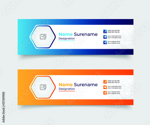 Minimalist email signature design or email footer and creative social media cover vector template