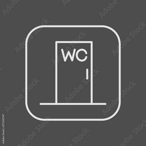 The toilet door navigation icon with the inscription wc. Wayfinding wc element. Vector illustration