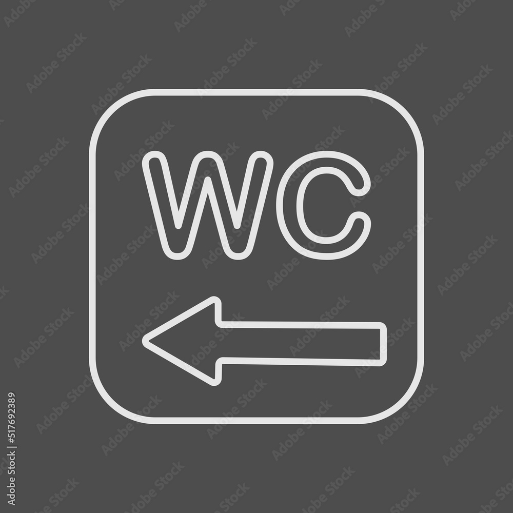 The toilet navigation icon is labeled with an arrow. Wayfinding wc element. Vector illustration The toilet navigation icon is labeled with an arrow. Wayfinding wc element. Vector illustration