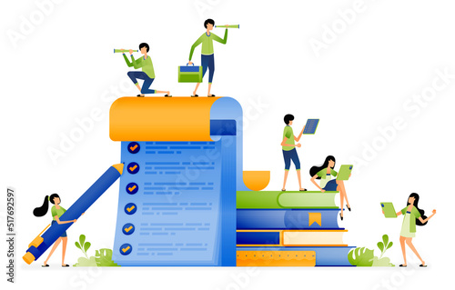 Design of Student exams and assessments to get education and school services with higher quality learning. Illustration for landing pages websites posters banners mobile apps web social media ads etc