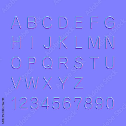 Normal map of alphabets and numbers.