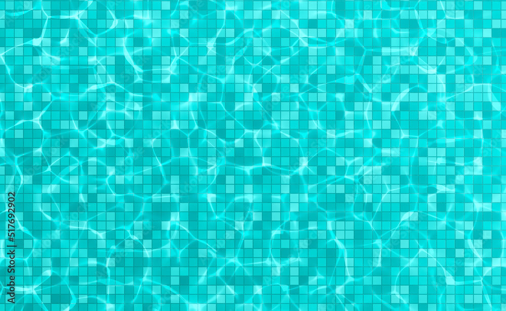 Swimming pool underwater podium with blue, turqouise tile
