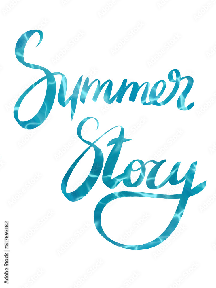Obraz premium Summer story underwater blue sea ocean lettering. Creative art.