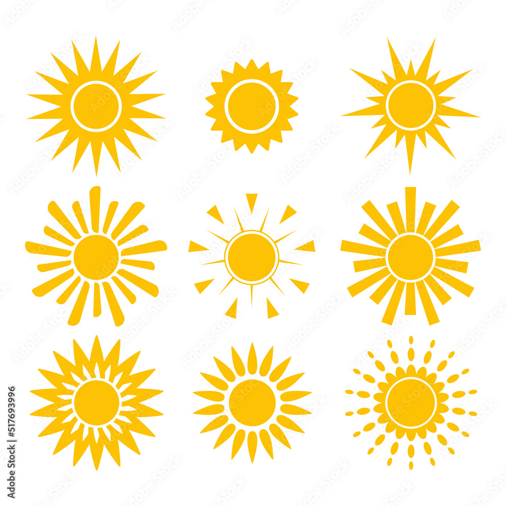 Sun icon set vector illustration design isolated concept Sun icon set vector illustration design isolated concept