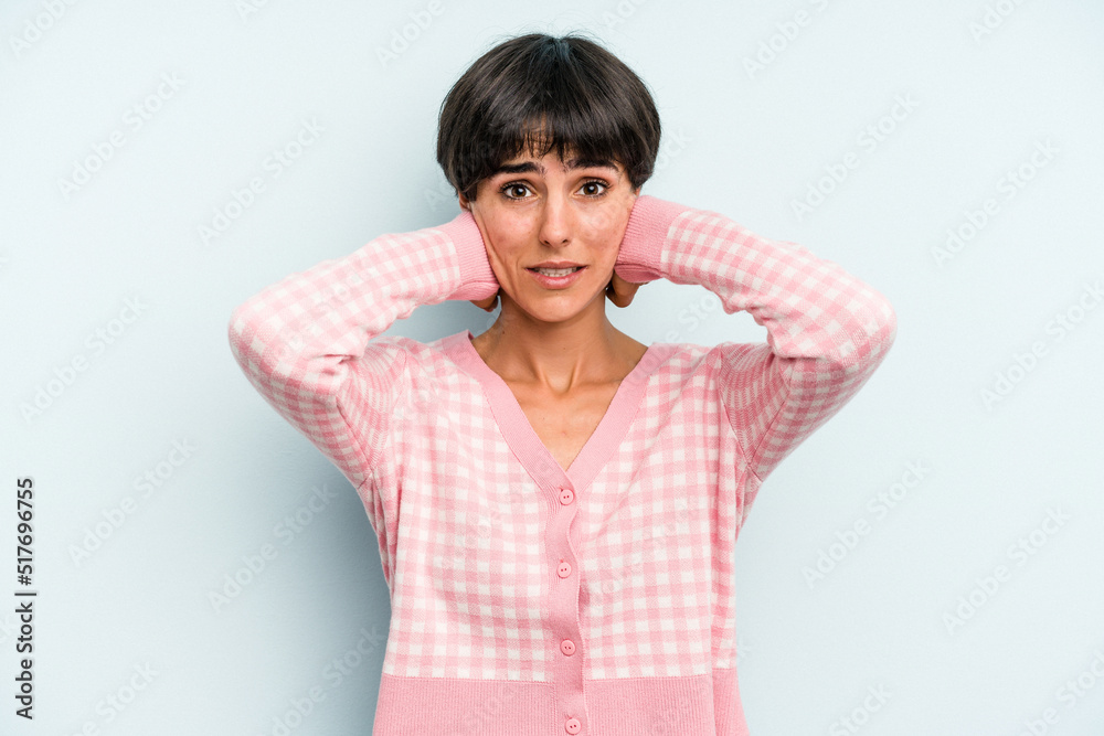 Young caucasian woman with a short hair cut isolated screaming with rage. Young caucasian woman with a short hair cut isolated screaming with rage.