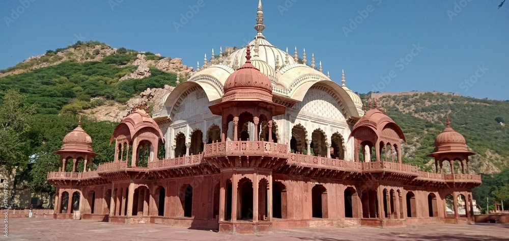 Fototapeta premium ALWAR, INDIA - OCTOBER 11: City Palace on October 11, 2021 in Alwar, India. The former maharaja palace is the home of the city offices
