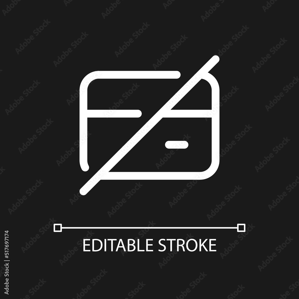 Declined payment pixel perfect white linear ui icon for dark theme ...