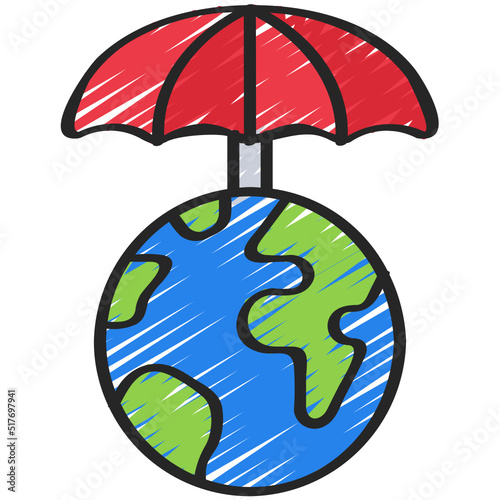 Umbrella Over Globe Icon