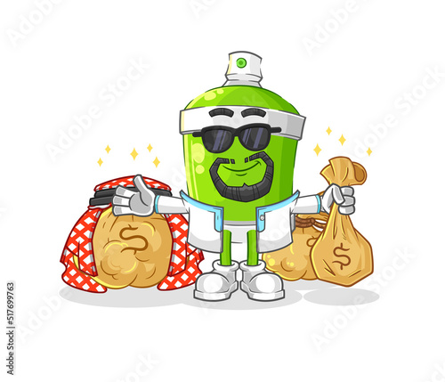 spray paint rich arabian mascot. cartoon vector